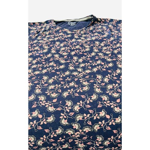 JOCKEY RELAX OR PLAY SHORT SLV T-SHIRT, WOMENS, M, NAVY BLUE-PINK GREEN FLORAL - Picture 6 of 8